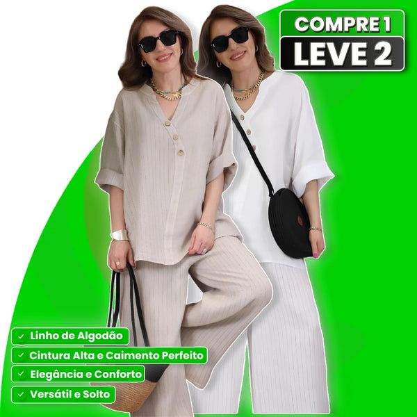 Conjunto Capri em Linho de Algodão Alfaiataria