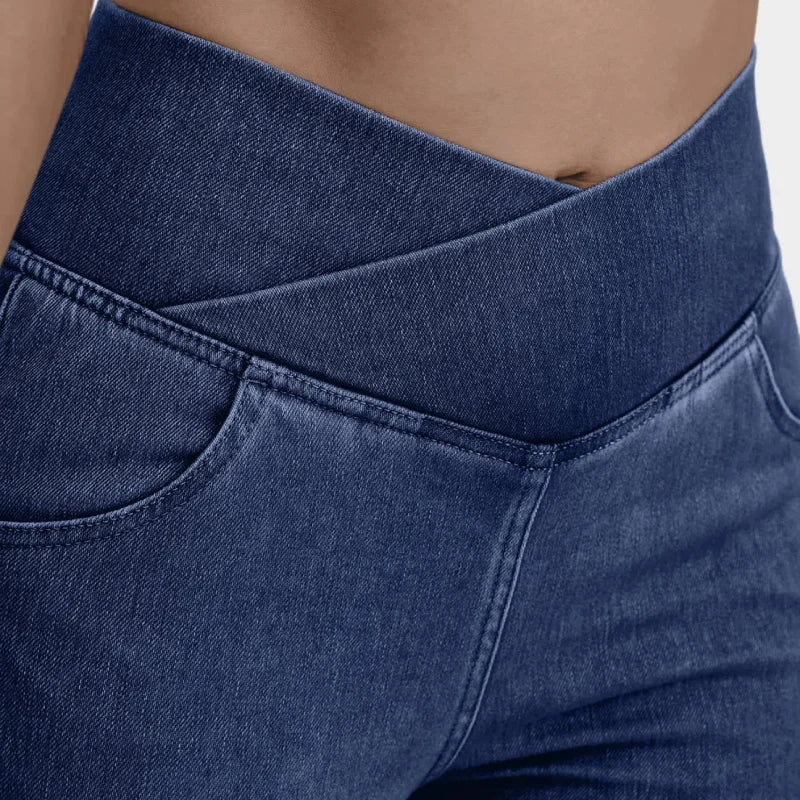 Calça Jeans Diva de Cintura Alta Cruzada