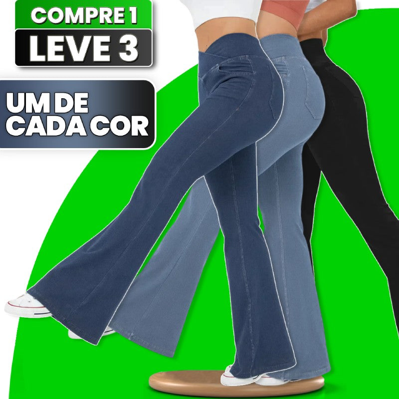 Calça Jeans Diva de Cintura Alta Cruzada