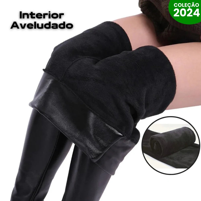 [COMPRE 1 LEVE 2] Calça de Couro Aveludada - HotLeg (A Mais Queridinha no Inverno!) + BRINDE Exclusivo