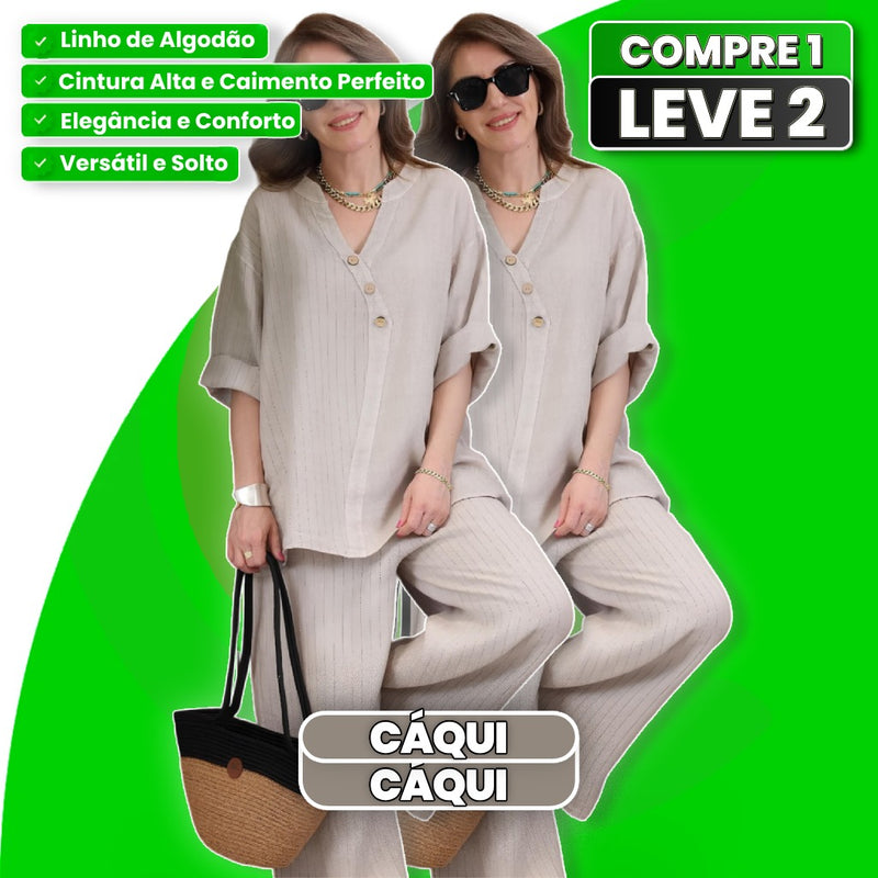 Conjunto Capri em Linho de Algodão Alfaiataria