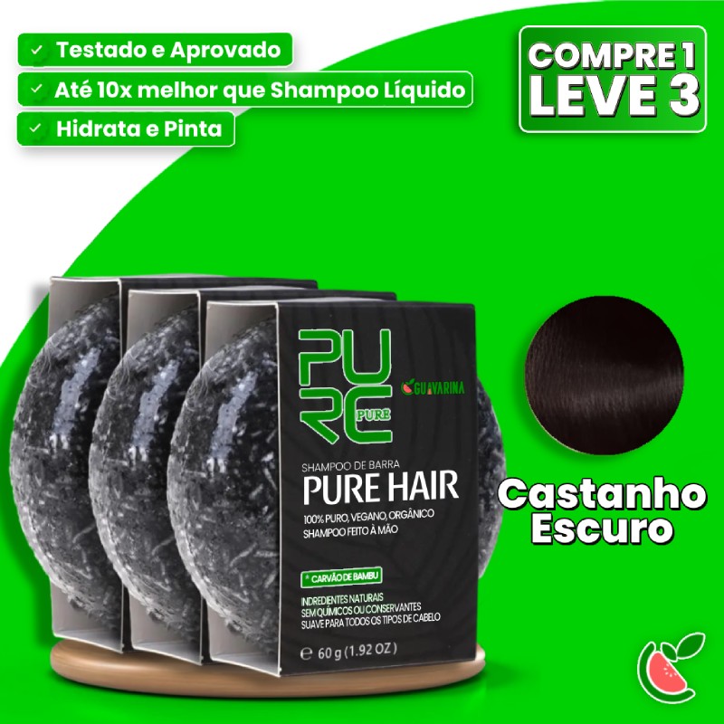 Shampoo em Barra PureHair Natural 3 em 1 