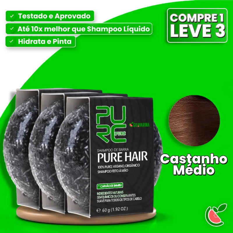 Shampoo em Barra PureHair Natural 3 em 1 