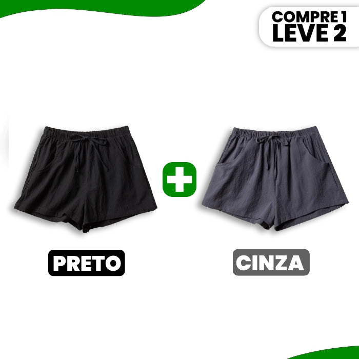 Shorts Clarisse em Sarja com Cintura Elástica e Caimento Soltinho