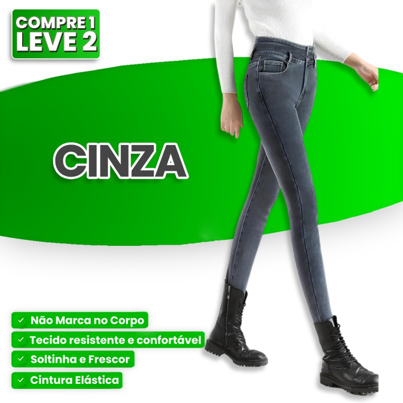 [COMPRE 1 LEVE 2] Calça Jeans Peluciada BelleConfort (Super Confortável e Versátil) + BRINDE Especial