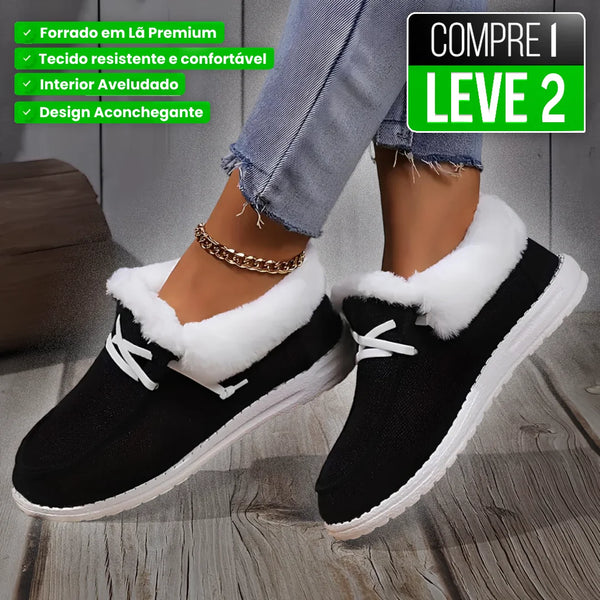 Tênis Feminino CozyPlush com Forro de Pelúcia e Lona