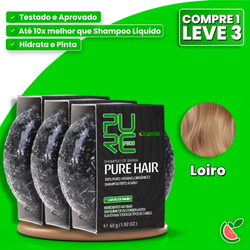 Shampoo em Barra PureHair Natural 3 em 1 