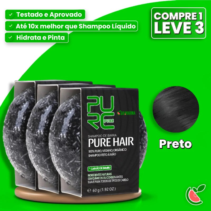 Shampoo em Barra PureHair Natural 3 em 1 