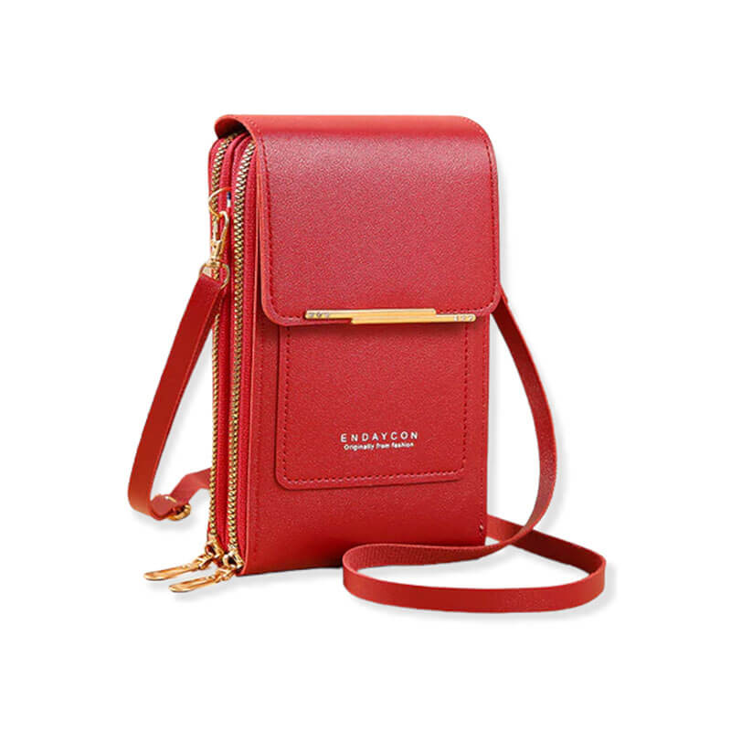 Bolsa feminina baú de couro Chessy - Vermelho